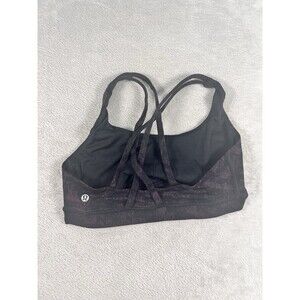 Lululemon Energy Bra Misted Jacquard Black Cherry Sz 8 Workout Yoga Pilates